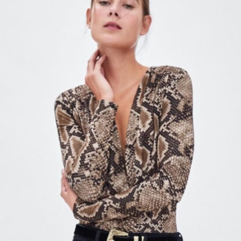 Zara snake print bodysuit M